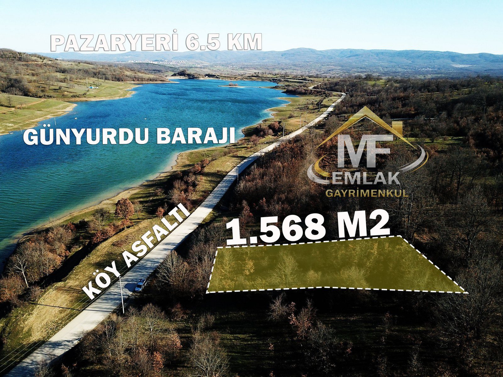 GÜNYURDU BARAJ MANZARALI SATILIK ARAZİ - 1. görsel