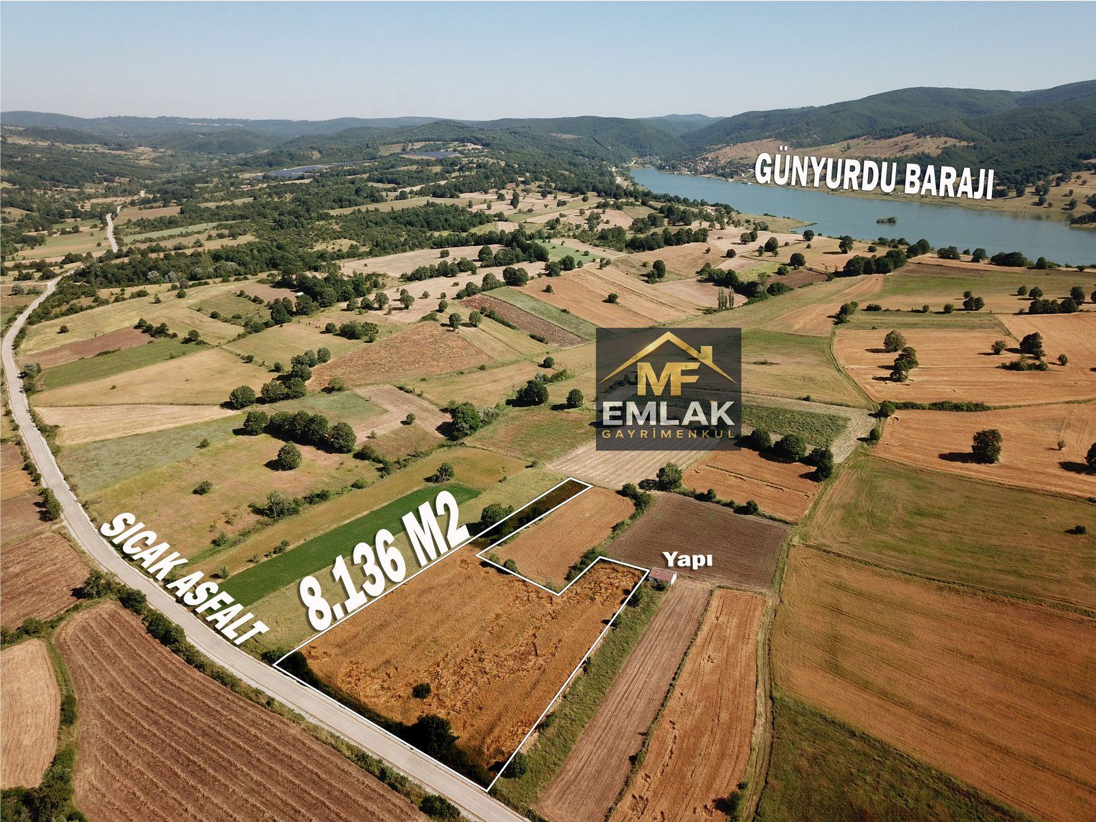 GÜNYURDUNDA SICAK ASFALTA 94 METRE CEPHELİ 8.136 m² ARAZİ - 2. görsel