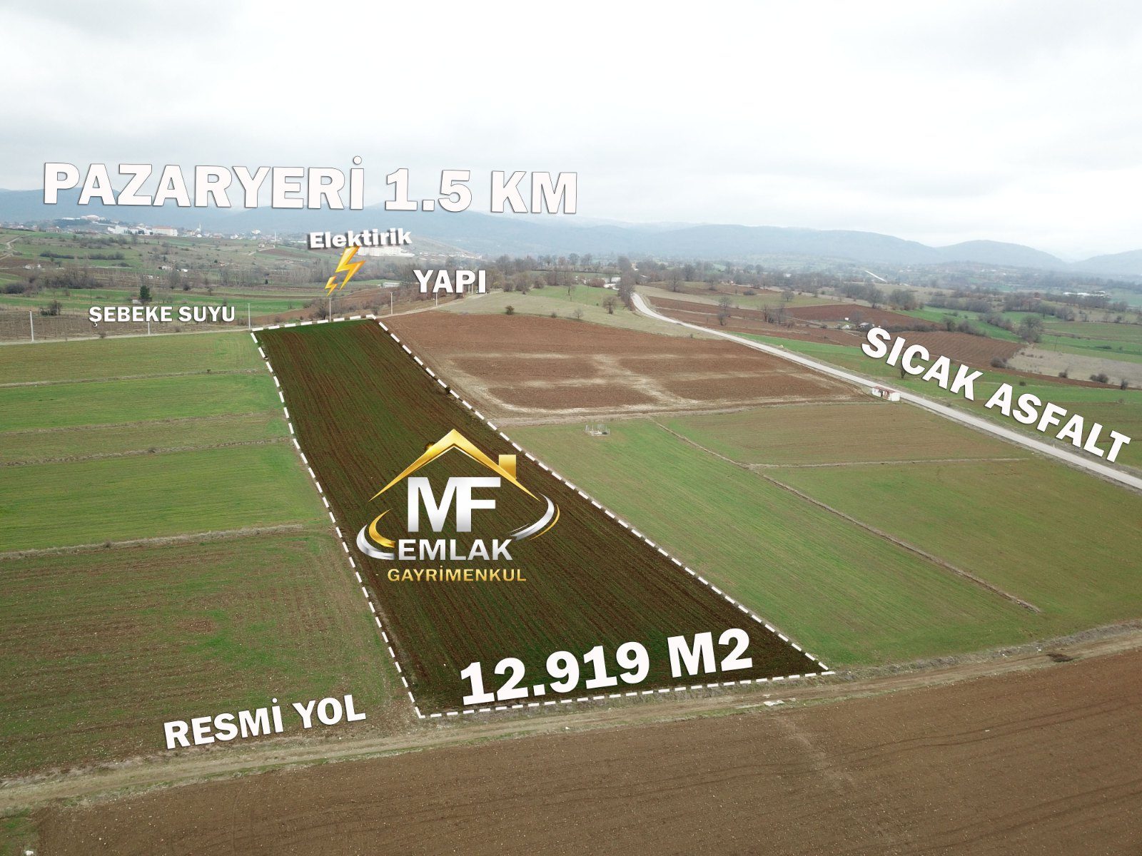 BİLECİK PAZARYERİ YÜZBAŞI MAHALLESİ 12.919 m² ARAZİ - 2. görsel