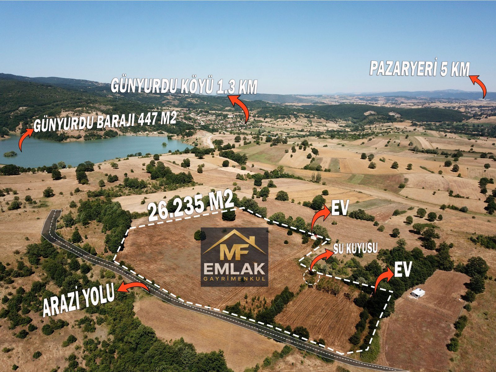 GÜNYURDU KÖYÜNDE 26.235 m² SATILIK İKİ ADET EVİ OLAN ARAZİ - 8. görsel