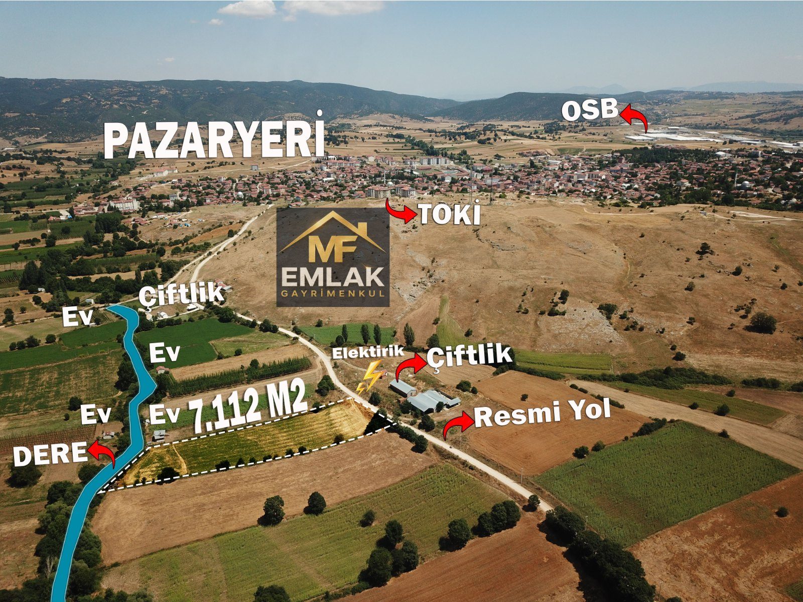 DOĞANLAR MAHALLESİNDE YOL CEPHELİ, DERE YANI YATIRIMLIK ARAZİ - 1. görsel