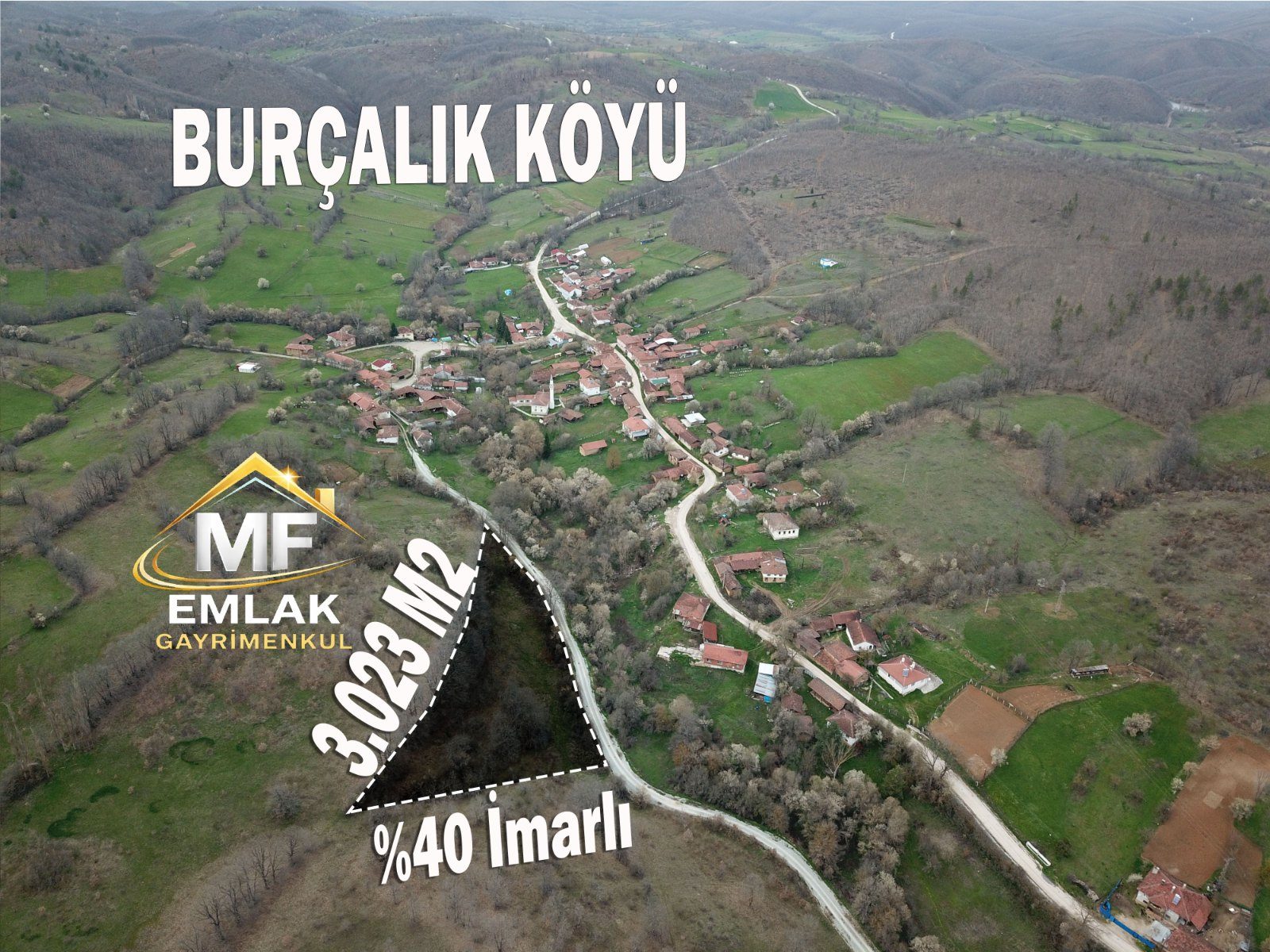 BURÇALIK KÖYÜNDE KÖY İMARLI 3023 M2 SATILIK FIRSAT ARSA - 2. görsel
